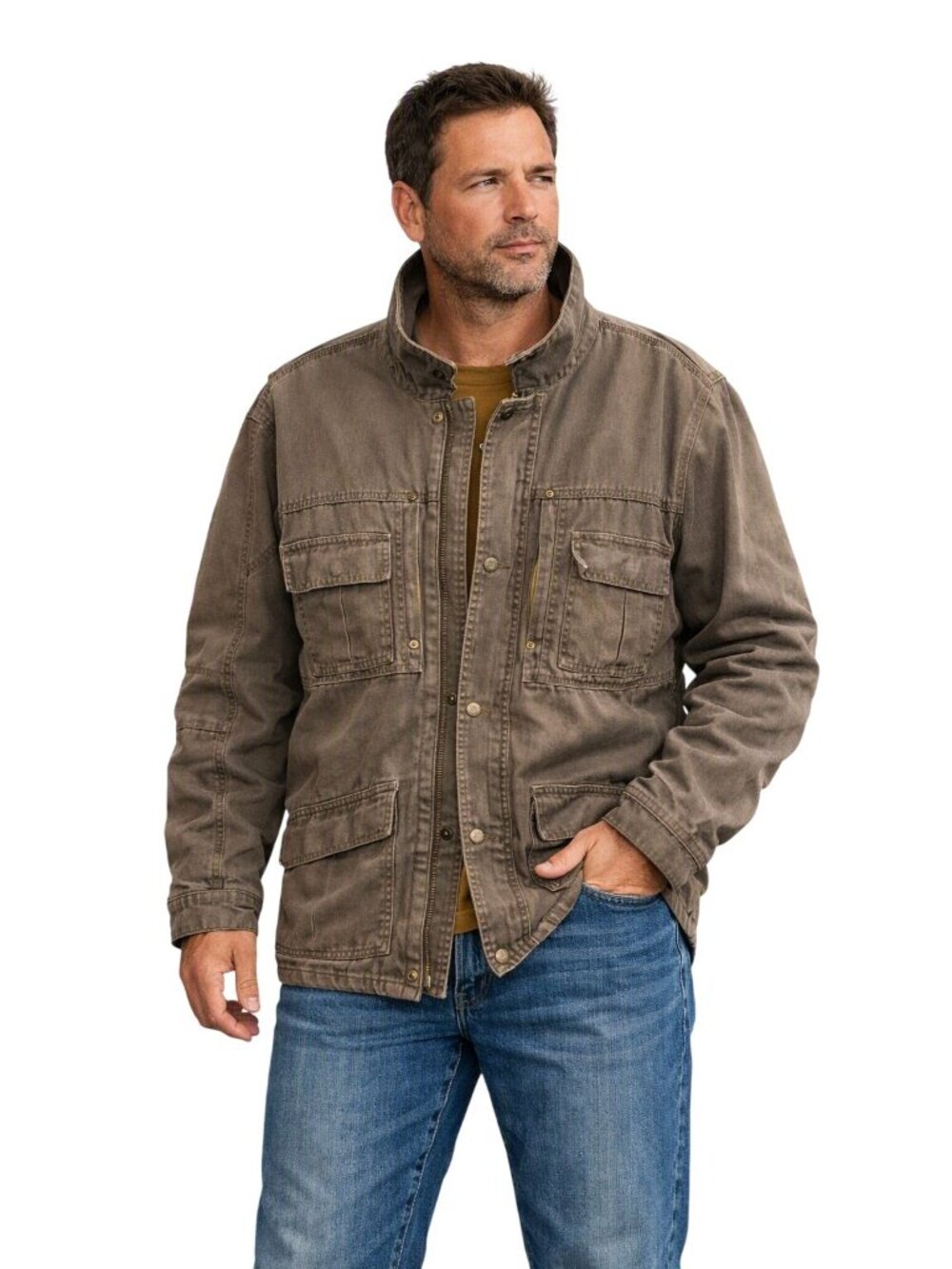 Vintage Big Smith Mens L Brown Canvas Chore Coat Barn Jacket Heavy Duty Workwear